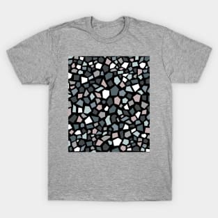 Terrazzo Pattern, Black, Grey and Blue T-Shirt